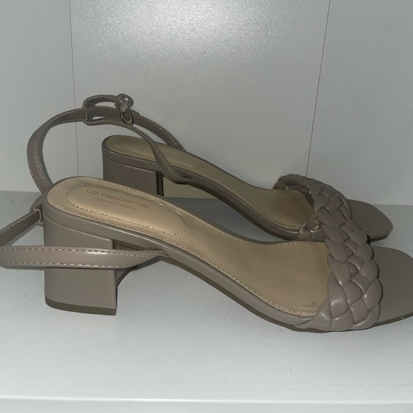 Taupe Heels🩶braided block heels gray heels ankle strap open toe chunky heels - Picture 2 of 11